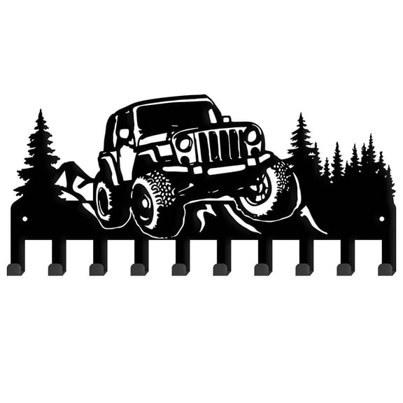 Off Road Vehicle Metal Key Holder Jungle Vehicle Decorative 10 Hooks Rack Wall Mounted Rack Hook Kitchen Wall Decor Personalized Key Hanger