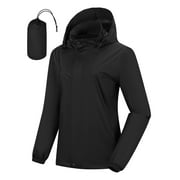 Woman Packable Rain jacket Hooded lightweight Windbreaker Waterproof Raincoat With Pocket