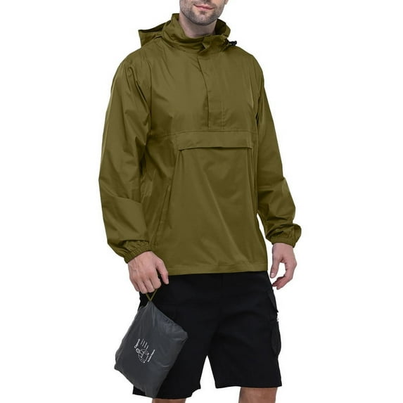 Off Road Ventures Men Rain Jacket Waterproof Hood Packable Lightweight Raincoat for Fishing Golf