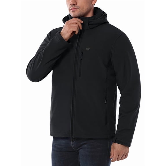 Off Road Ventures Men's Fleece Lined Softshell Jacket Lightweight Waterproof Hooded Jacket Winter Outdoor Windbreaker