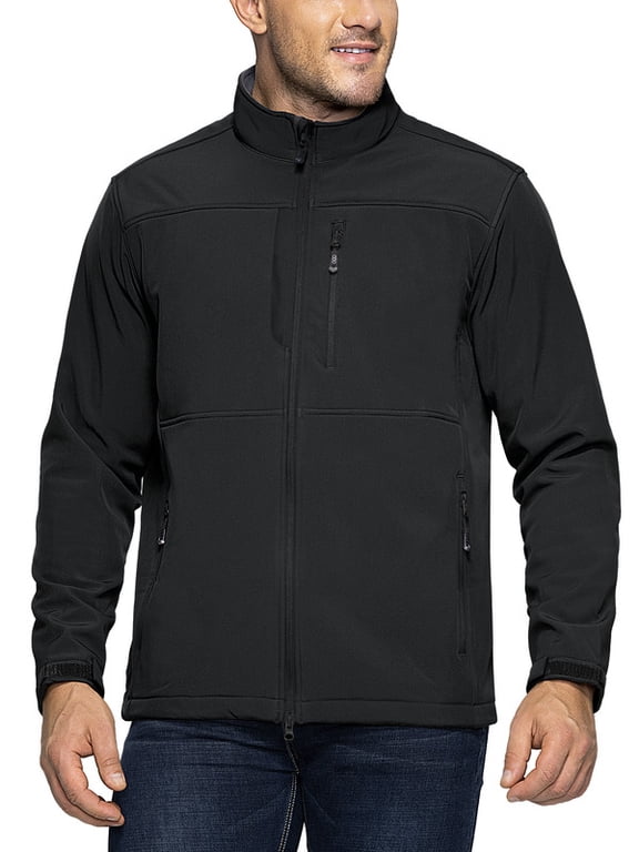 Men's Fleece Lined Softshell Jacket Lightweight Waterproof Windbreaker Rain Shell Jacket for Outdoor Hiking