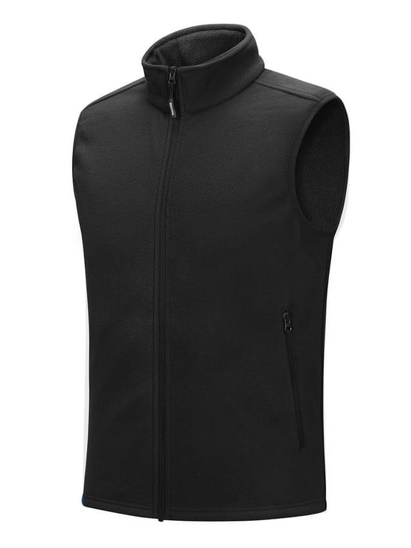 Mens Fleece Vest Lightweight Outerwear Zip Up Golf Running Sleeveless Vest With Pockets for Hiking Travel