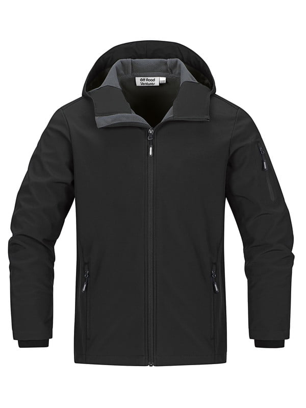 Off Road Ventures Men's Lightweight Softshell Jacket with Hood Waterproof Fleece Lined Windbreaker Outdoor Coat for Hiking