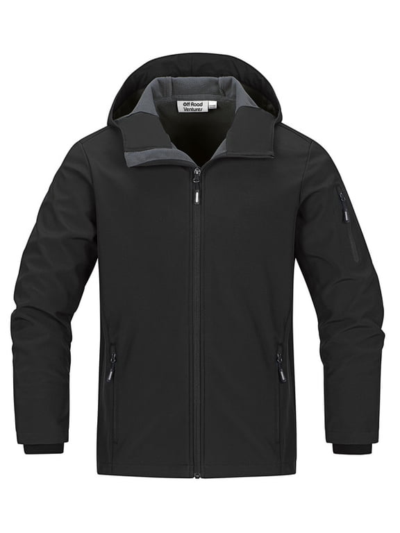 Men's Lightweight Softshell Jacket with Hood Waterproof Fleece Lined Windbreaker Outdoor Coat for Hiking