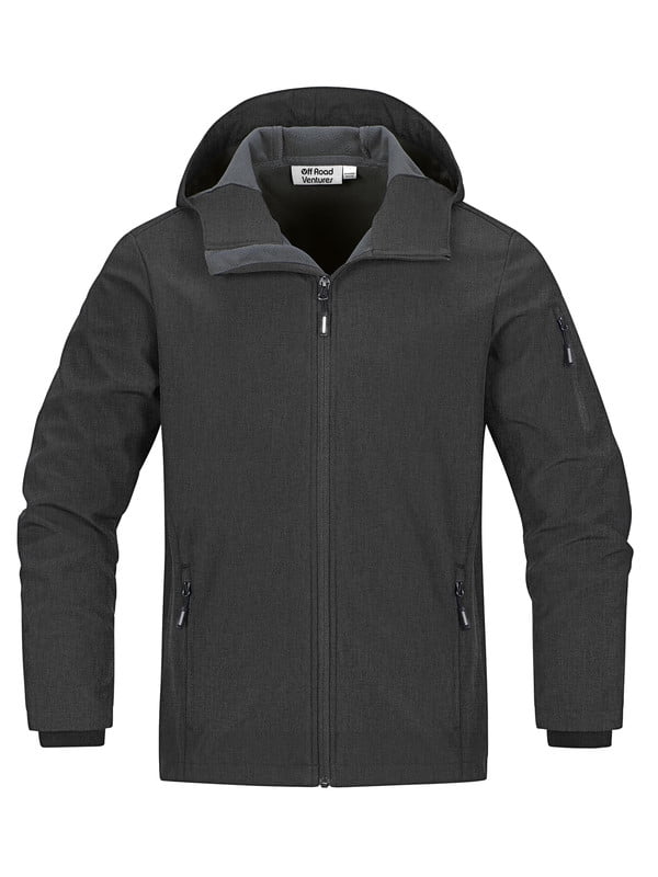 Off Road Ventures Men's Lightweight Softshell Jacket with Hood Waterproof Fleece Lined Windbreaker Outdoor Coat for Hiking