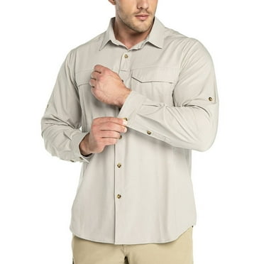 Off Road Ventures Mens Long Sleeve Safari Shirt Upf 50 Sun Protection Quick Dry Lightweight Button Down Hiking Shirt for Camping Fishing