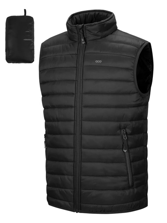 Men's Packable Puffer Vest Lightweight Water-Resistant Sleeveless Down jacket Outerwear with Pockets