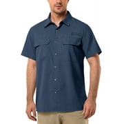 Off Road Ventures Mens Short Sleeve Fishing Shirt UV Sun Protection Lightweight Quick Dry Button Down Hiking Shirt for Outdoor Travel