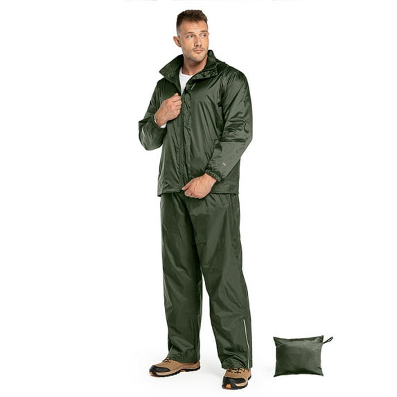 Off Road Ventures Rain Suits for Men Waterproof Breathable Packable Rain Gear with Hood for Hiking (Jackets and Pants)