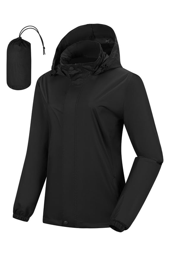 Woman Packable Rain jacket Hooded lightweight Windbreaker Waterproof Raincoat With Pocket