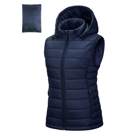 Off Road Ventures Woman Puffer Vest Outerwear Lightweight Hood Winter Sleeveless Jacket With Zipper Pocket