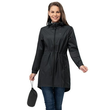 Off Road Ventures Womens Waterproof Rain Jacket Lightweight Packable Windbreaker Long Raincoat With Hood