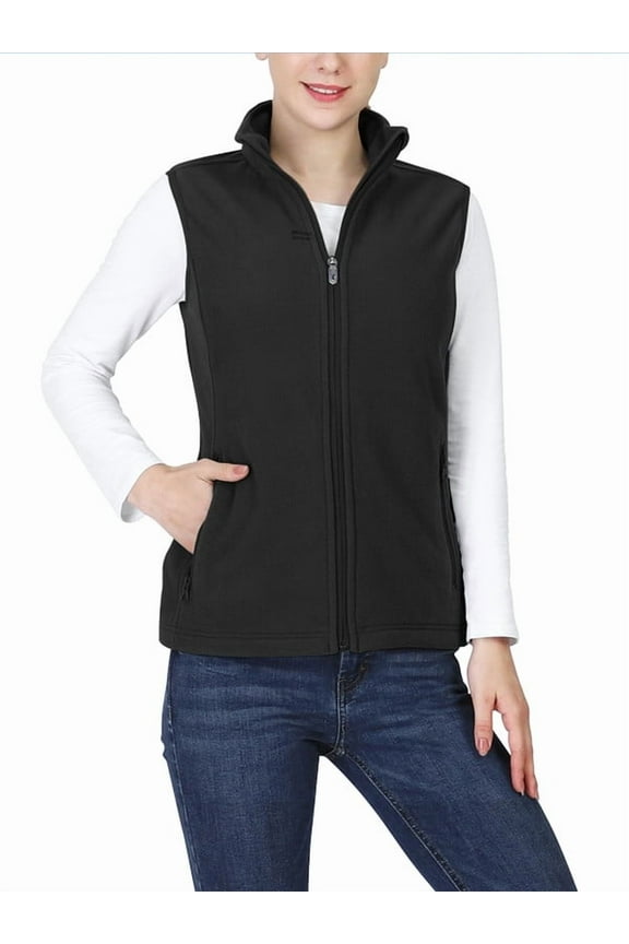 Womens Fleece Lined Vests Lightweight Zip Up Outerwear Sleeveless Vest Jacket for Running Hiking Travel