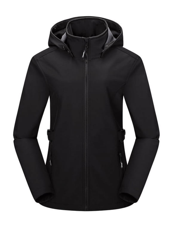 Women's Fleece Lined Softshell Jacket Lightweight Waterproof Warm Windbreaker Hooded Jacket for Winter Outdoor