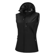 OFF ROAD VENTURES Women's Hooded Softshell Vest Lightweight Waterproof Sleeveless Fleece Lined Jacket Outerwear Cycling