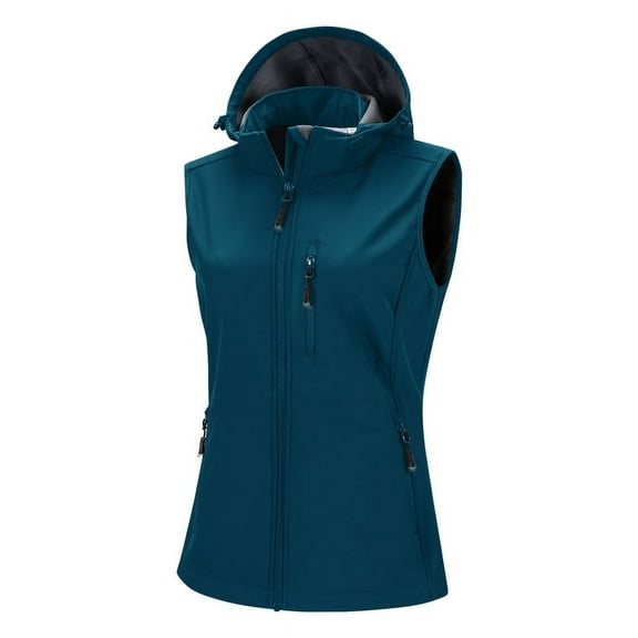 Off Road Ventures Women's Hooded Softshell Vest Lightweight Waterproof Sleeveless Fleece Lined Jacket Outerwear Cycling