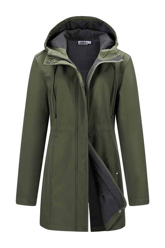 Women's Lightweight Softshell Jacket Fleece Lined Insulated Rain Jacket Hooded Waterproof Windbreaker