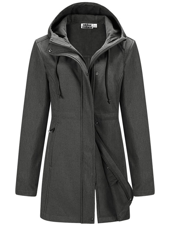 Women's Lightweight Softshell Jacket Fleece Lined Insulated Rain Jacket Hooded Waterproof Windbreaker