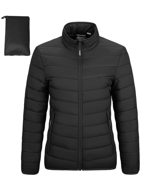 Women's Packable Puffer Jacket, Down Jacket Lightweight Full-Zip Quilted Warm Winter Coat Outwear