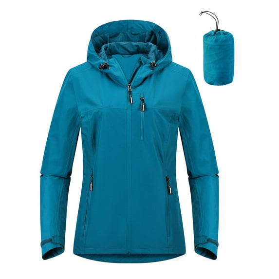 Off Road Ventures Women's Packable Rain Jacket Waterproof Lightweight Windbreaker Rain Coat with Pockets for Cycling Bike