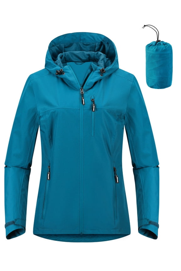 Women's Packable Rain Jacket Waterproof Lightweight Windbreaker Rain Coat with Pockets for Cycling Bike
