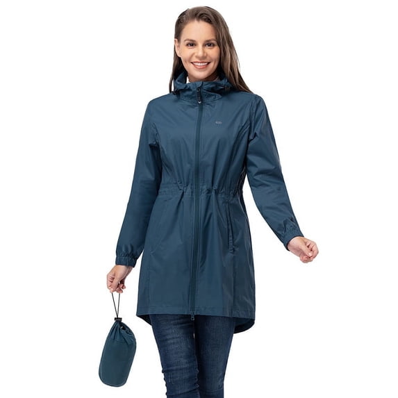 Off Road Ventures Womens Waterproof Rain Jacket Lightweight Packable Windbreaker Long Raincoat With Hood