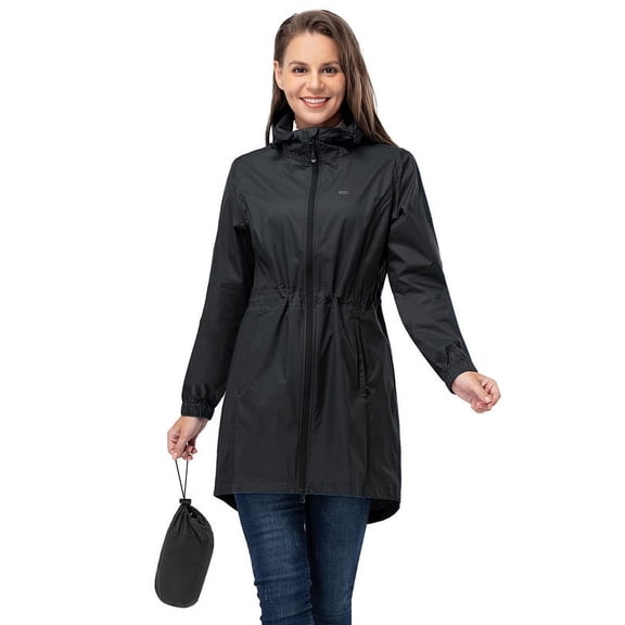 Off Road Ventures Womens Waterproof Rain Jacket Lightweight Packable Windbreaker Long Raincoat With Hood