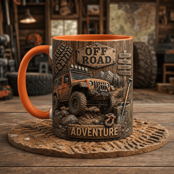 Off Roading Mug 3D Effect Adventure Coffee Cup for Jeep & Trail Lovers