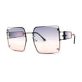 thumbnail image 1 of Off Set Rimless Retro Mobster Unique Side Lens Rectangle Sunglasses Silver Purple Pink, 1 of 4