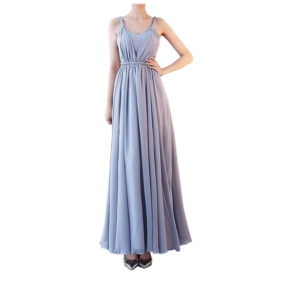 Off Shoulder Chiffon Bridesmaid Dress Elegant Evening Gown for Women Formal Banquet Wedding Reception Party Annual Events