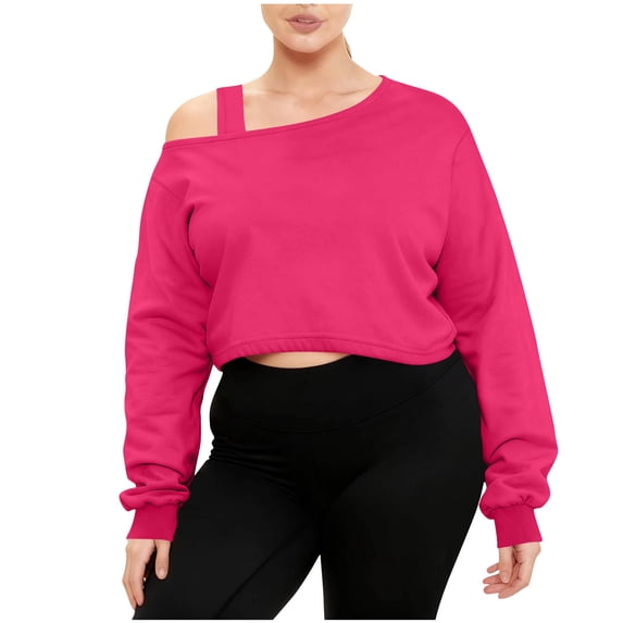 Off Shoulder Cropped Tops for Women Fall Sweatshirt Drop Shoulder Pullover Lightweight Oversized Long Sleeve Y2k Loose Fit Tunic Clothes 2026