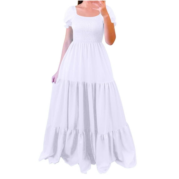 Off Shoulder Dress, One Shoulder Maxi Dress for Women, Solid Color Casual Long Dress for Spring and Summer