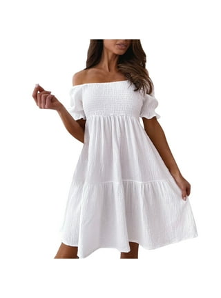 Casual white off the shoulder dress hot sale