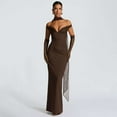 thumbnail image 1 of Off-Shoulder Evening Gown (L, Brown), 1 of 6