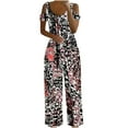 thumbnail image 1 of Off Shoulder Funny Pattern Jumpsuits Women's V-neck Casual Wide Leg Rompers Loose Fit Summer Overall Pants 2024, 1 of 5