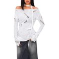 thumbnail image 1 of Off Shoulder Knit Sweater Top For Women Distressed Hollow Out Design Cozy Plus Size Tops Casual Comfortable Pullover, 1 of 2