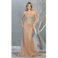 thumbnail image 1 of Women's Royal Blue Queen Off Shoulder Trumpet Gown Glitter Formal Dress RQ7879-New Collection Champagne Goldish Beige And Gold 6 Champagne Goldish Beige/Gold, 1 of 4