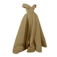 thumbnail image 1 of Off Shoulder Long Slit Prom Dresses A-Line Satin Formal Evening Party Gowns with Pockets, 1 of 4