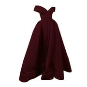 Off Shoulder Long Slit Prom Dresses A-Line Satin Formal Evening Party Gowns with Pockets