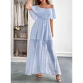 thumbnail image 1 of Off-Shoulder Maxi Dress with Textured Detailing (M, Blue), 1 of 6