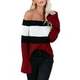 thumbnail image 1 of Off Shoulder Ribbed Knit Sweater Burgundy X-Large, 1 of 4