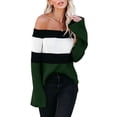 thumbnail image 1 of Off Shoulder Ribbed Knit Sweater Dark Green Medium, 1 of 4