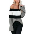 thumbnail image 1 of Off Shoulder Ribbed Knit Sweater Gray Small, 1 of 6