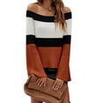 thumbnail image 1 of Off Shoulder Ribbed Knit Sweater Orange Large, 1 of 4