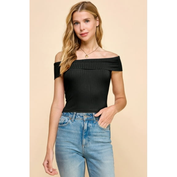 Off Shoulder Ribbed Top