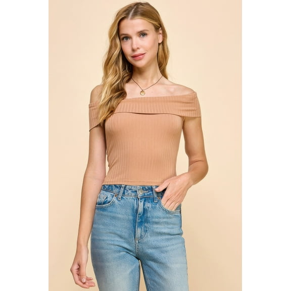 Off Shoulder Ribbed Top