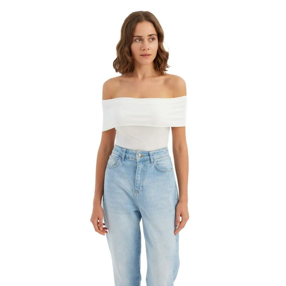 Off-Shoulder Ruched Bodycon Crop Top