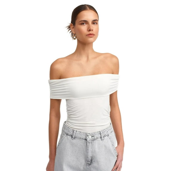 Off Shoulder Ruched Bodycon Top