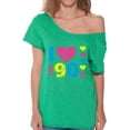 thumbnail image 1 of Off Shoulder Shirt for Women I Love the 90's Party Color - S M L XL 2XL T-Shirt - Retro Costume 90s Graphic Tee 90s Party Tee Gift, 1 of 2