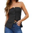 thumbnail image 1 of Sleeveless Women's Sexy Plunge Vest Jacket Button Fitted Strapless Work Suit Tank Top, 1 of 7